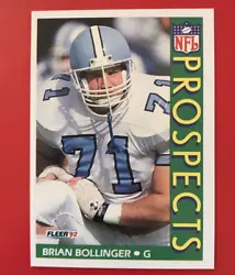 This 1992 Fleer Football Card #433 features Brian Bollinger, a rookie player for the San Francisco 49ers. It is a...