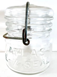 Vintage Clear Glass Atlas E-Z Seal Canning Jar 1/2 Pint with glass lid. Comes from a smoke and pet free home. Thanks...