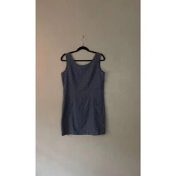 Patagonia blue/yellow checked tank dress size medium with side zip made of poly/cotton blend. Measures 19