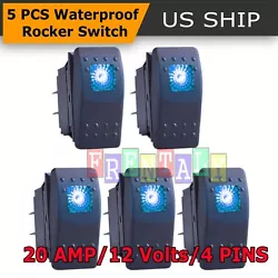 5X Rocker Switch. - Waterproof casing will protect the switch from rain or coffee spill. - Rate: 20A 12V or 10A 24V. -...