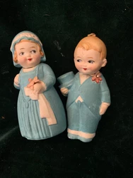 Adorable Hertwig nodder dolls just 3” high. Heads jiggle. All bisque with little flower in each. Great coloring and...