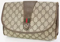 GUCCI Clutch Accessory Collection. PVC canvas and leather. PVC canvas discoloration, wear, rubbing, pink color mark and...