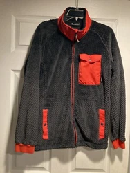 Gently worn fleece in excellent condition! Zipper works smoothly, buttons snap open and closed. Pieces: one zip-up...