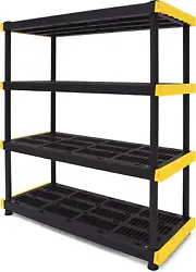 ORGANIZATION : Save room and maximize space with the Black & Yellow 4-tier storage shelf organizer. It’s the perfect...
