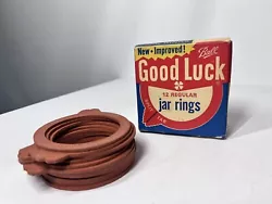 This is a vintage box of original split tab Good Luck Rubber Rings. It is perfect for collecting or everyday use.