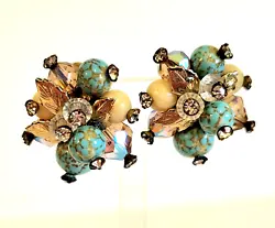 Among them ethnic decorations and a series of artful collages (brooches). These Beautiful Cluster Earrings are in...