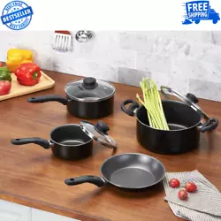 Equip your kitchen like the pros with the Mainstays 7-Piece Cookware Set. This durable set includes all of the...
