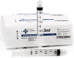 Syringe Sterile with Luer Lock Individually Sealed - 100 Syringes per Box (no Needle) (3ml 100pk). STERILE SYRINGES -...