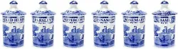 Each spice jar is designed with the iconic Blue Italian design; a finely detailed 18th century Imari Oriental floral...