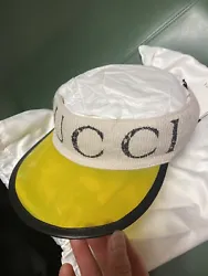Gucci Unisex Yellow Vinyl Visor Hat w/Logo Banded Headband M/58cm 576251 9275. AUTHENTIC BRAND NEW GUCCI HATMADE IN...