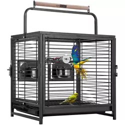 2 IN 1 DESIGN - Equipped with a wooden perch on the top of this bird cage, your birds can stay there and play with each...