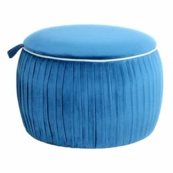 Couleur : Bleu. Matières : Housse en Velours, Mousse, Bois de Pin & MDF. Bord Contrasté. Assise Confortable.