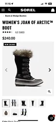 Sorel Boots Womens 9 Black Waterproof Faux Fur Tall Snow Winter Joan of Arctic. Shipped with USPS Priority Mail.