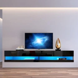 This black LED TV stand is a great ideal for lounge room, living room, bedroom and more. Detail of the Wall Mounted TV...