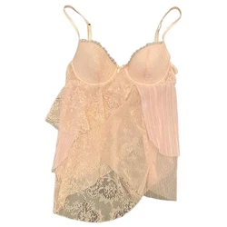 Victoria’s Secret Pink Paisley Lace Pleated Chiffon Knit Bustier 32B