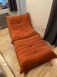 Ligne Roset Togo Chair and Ottoman. Orange alcantara This sale includes both the chair and the ottomanThis is an...