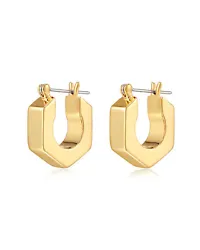 The options are endless with these Luv AJ Hex Bolt Huggie Hoop Earrings in Polished Gold Plated. Style: Huggie, Hoop....