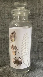 Vintage Cresca 1956 Pascall Feather MCM Gold Apothecary Glass Jar Leaf w/ Lid. 8”x2.75”Excellent vintage condition...