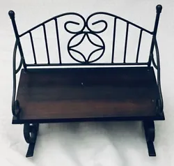 Antique Miniature Wrought Iron Doll Rocking Chair Bench Wooden Seat Decorative. In great shape! The product in the...