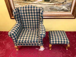 This is for a Tender Art Collection Green/Tan Gingham Doll Chair with Ottoman, see photos. We feel they are in...