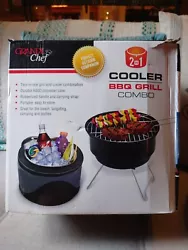 Two in one grill and cooler combination, includes a durable carrying case and strap.  It has never been used, the box...