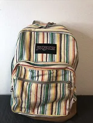 Vintage Jansport Originals Multi Color Stripe Backpack Suede Leather Bottom EUC. Super soft, padded back, in very...