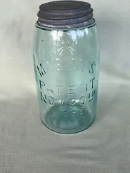 VINTAGE AQUA QUART MASONS PATENT NOV 30TH 1858 FRUIT JAR W/ ZINC LID. Condition is used and as seen in pictures. Ships...