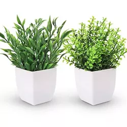 【Product Material】Our artificial potted plants are made of high-quality material.Each mini fake plant with white...