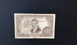 Billet De 100 Pesetas Espagnol Billet usager De 1953 , ancien billet de banque, issu de la circulation, personnage J.R...