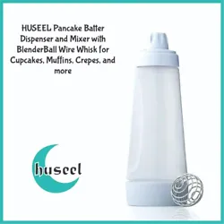 HUSEEL Pancake Batter Dispenser and Mixer with BlenderBall Wire Whisk for Cupcakes, Muffins, Crepes, and more. The...