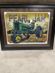 Pearl Jam Moline 2014 Ian Williams Poster FRAMED.  This poster was wet mounted when framed.