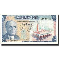 Billet, Tunisie, 1/2 Dinar, 1965, 1965-06-01, KM:62a, SUP+.