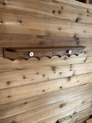 Wooden Oak Plate Display Tea Cup Shelf Wall Mount 5 Sets Cup Hooks Hanging. Shelf has a few nicks & scuffs from use &...