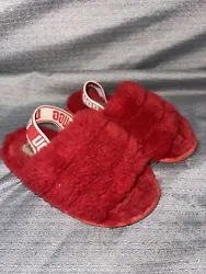 UGG Unisex Toddler Fluff Yeah Slide Slipper, Ribbon Red Size 1. Condition Preowned Excellent!See our many pictures…We...