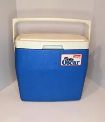 Vintage 80s COLEMAN OSCAR COOLER 16 Quarts #5274 Blue Cooler with White Lid - Made in USA. September 1983. Nice...
