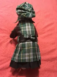 This outfit will make your baby the envy of all your friends. IT is made of green plaid tartan fabric from the UK as...