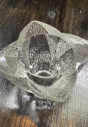 Vtg Indiana Glass Pair of Crystal Ice Textured Glass Candle Holders.