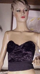 Bustier by Gian Nicole. fabric 100% polyester crepe fabric. color is black velvet with elastic lace at waist has stays...