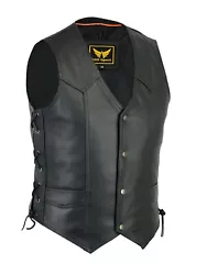 Top Grain Cowhide Premium Leather 1.1-1.2mm. Leather Vest. This Vest Allows Custom Fitting with Adjustable Side Lather...