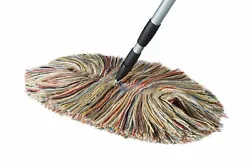 Convenient household-size, multi-colored wool dust mop. Made from genuine wool. Then air dry.