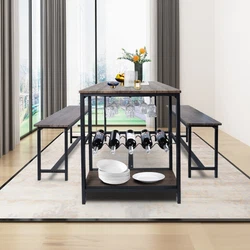 Our dining table set includes 1 table and 2 benches. They are made of MDF boards (23.5 