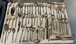Old Silverplate Vintage Flatware Lot Silverware Knives Forks & Spoons 68 Pcs. Wide variety of brands and pieces. Would...