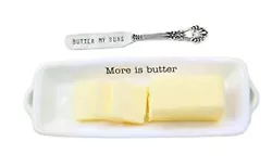 Two Piece Set Includes Ceramic Butter Dish And Silver-Plate Knife.