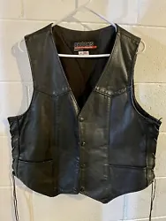 Made in the USA. Brooks (Brand) Black Leather Sportswear Motorcycle Vest. Mens Size M (Medium) - runs a little large so...