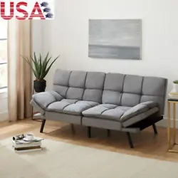 Featuring a split backrest and tapered legs, this futon showcases a clean silhouette to the fullest, making it perfect...
