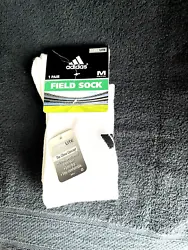 Adidas Field Sock 1 Pair M Climalite White w/ Black Logo.  Great for sports activities, fits Men, Women & Youth, see...