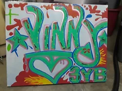 Vinny 3YB graffiti art original canvas signed 24 x 30 banksy seen.  Vinny is known as one of the first graffiti...