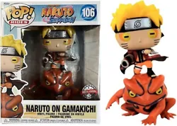 Here we have the man himself, Naruto, sitting atop Gamakichi, a toad from Mount Myōboku. He is also the eldest son of...
