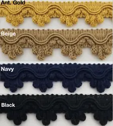 Decorative Scalloped Loop Fringe Trim. 10 Continuous Yards. Use for accents on bed canopies, draperies, throw pillows,...
