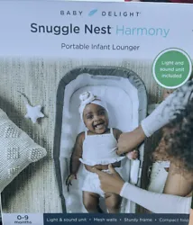 Baby Delight Snuggle Nest Harmony Portable Infant Sleeper | Charcoal Tweed.